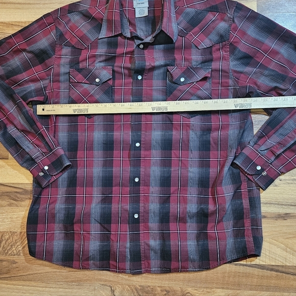 GC Blue Vintage Collection Mens Pearl Snap Shirt XL Red Plaid western - Picture 4 of 6